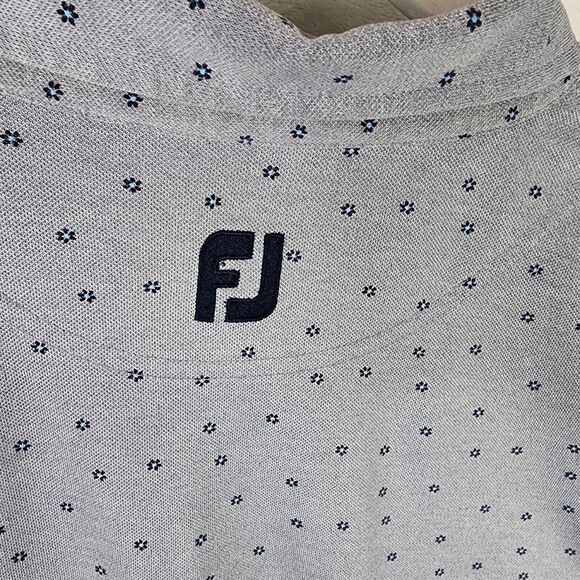 Footjoy Golf Polo Shirt Men M Grey Pique Micro Flower Stonecreek Golf Course - Picture 5 of 8
